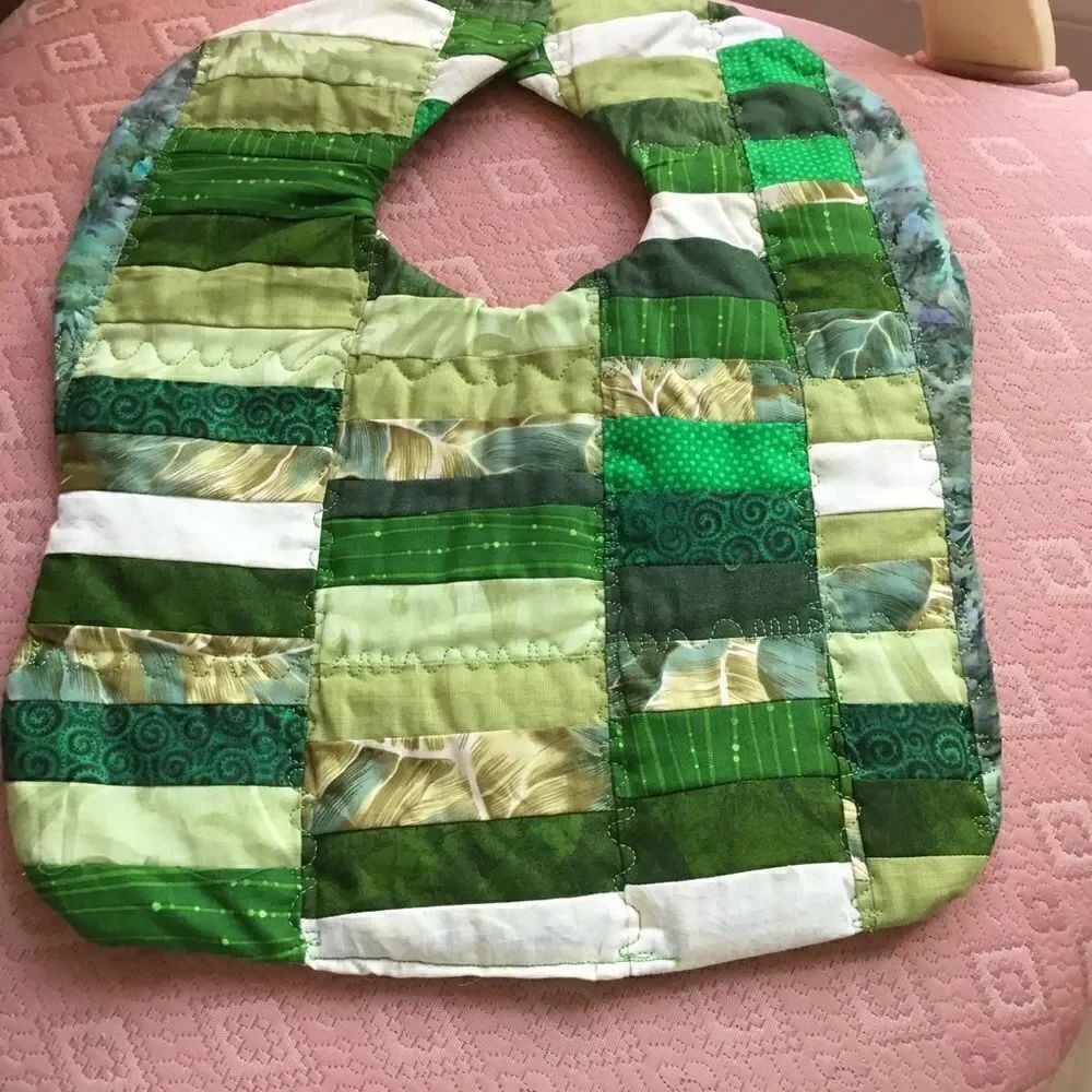 3/$25 or $12 each. NWT Reversible Hand Crafted Baby Bib in Greens